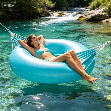 Infla-Water Hammock Island with Mesh Shading Mat Floating Pier Platform for Outdoor Pool Party Water Fun