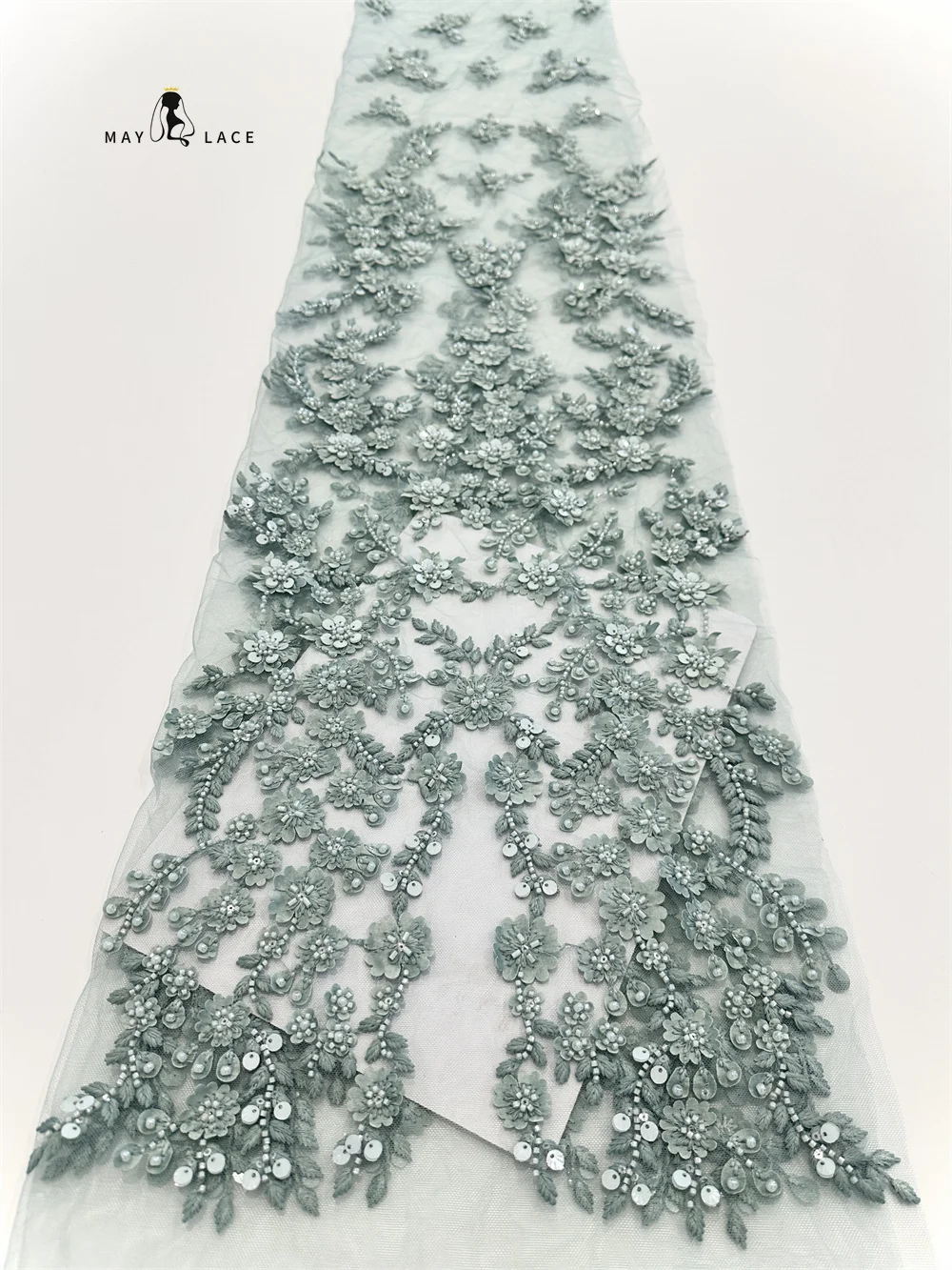 

Luxury Exquisite High-end New Fashion Design Fabrics Sequins Embroidery Mesh Lace Full Beads For Making Women Wedding Dresses