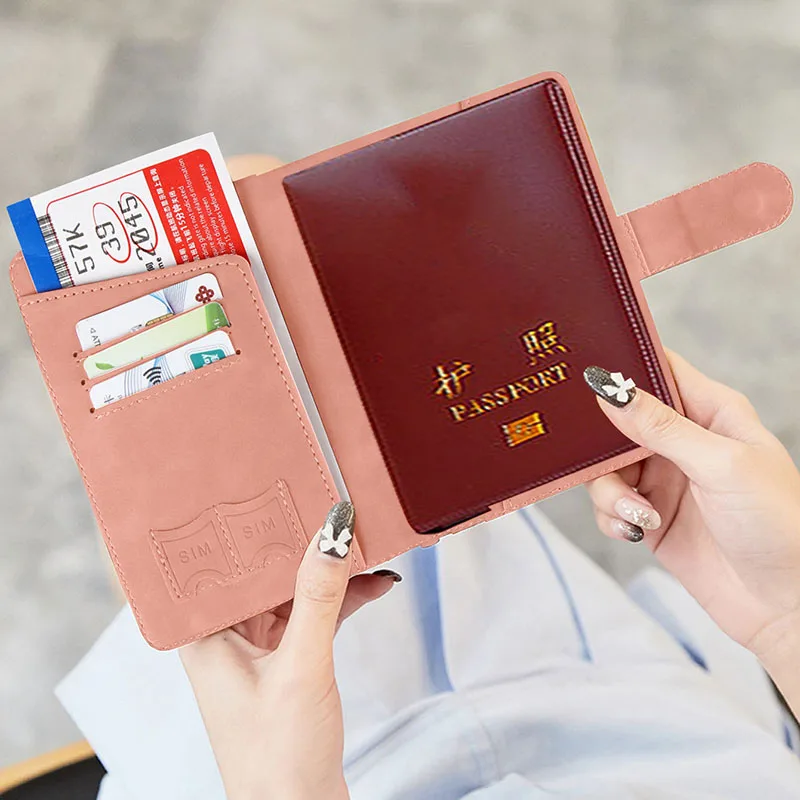 Porta carte Multi-carta portafoglio passaporto in pelle PU fibbia uomo donna porta passaporto portafoglio da viaggio custodia per cartelle