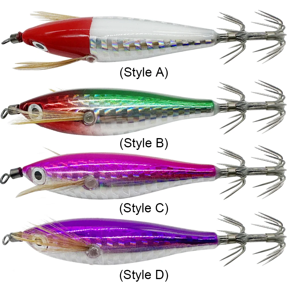 Luminous Fishing Bait Octopus Cuttlefish Fishing Bait Simulation Squid Hook Squid Jig Baits Luminous Squid Jig Hooks for Fishing