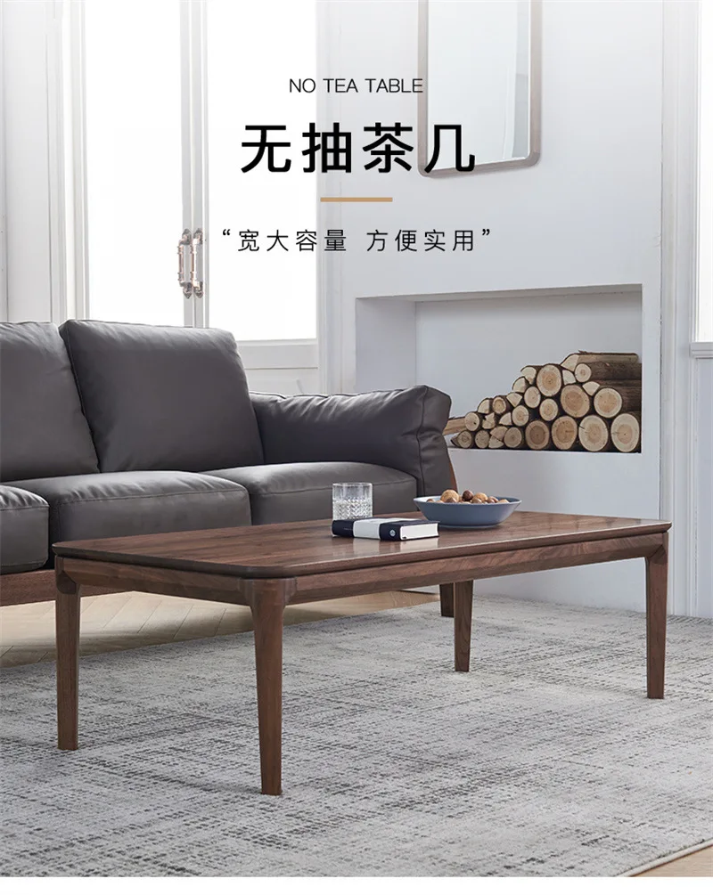 Solid Wood Living Room Tea Table Japanese Simple Log Side Table Table