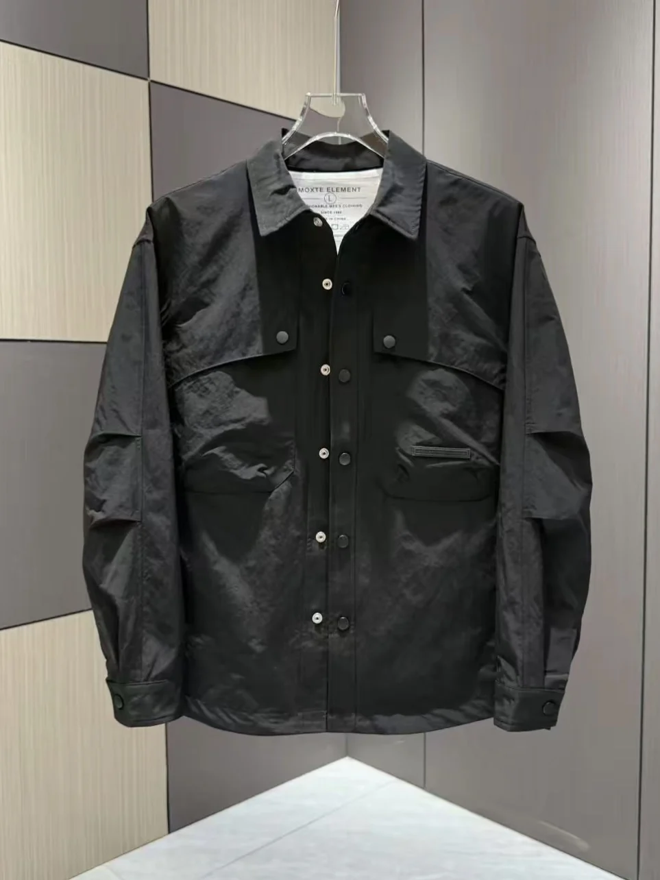 

Весенне-осенняя мужская повседневная однотонная тюремная куртка с откидным воротником, модная модная универсальная верхняя одежда Haome, полиэфирная ткань на молнии...