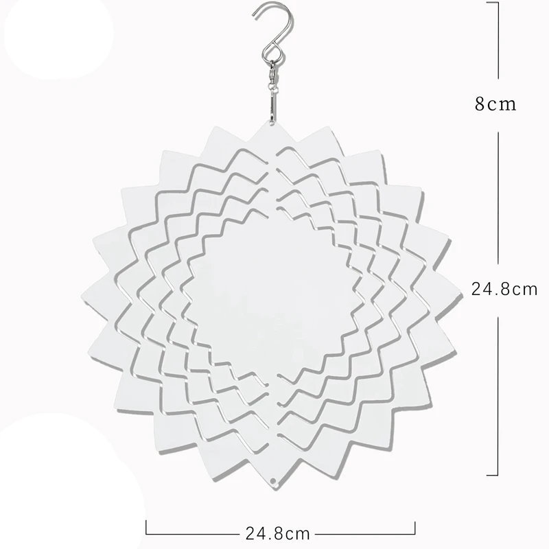 10 polegadas sublimação girador de vento em branco, decoração de jardim pendurado para janela interior ao ar livre quintal jardim