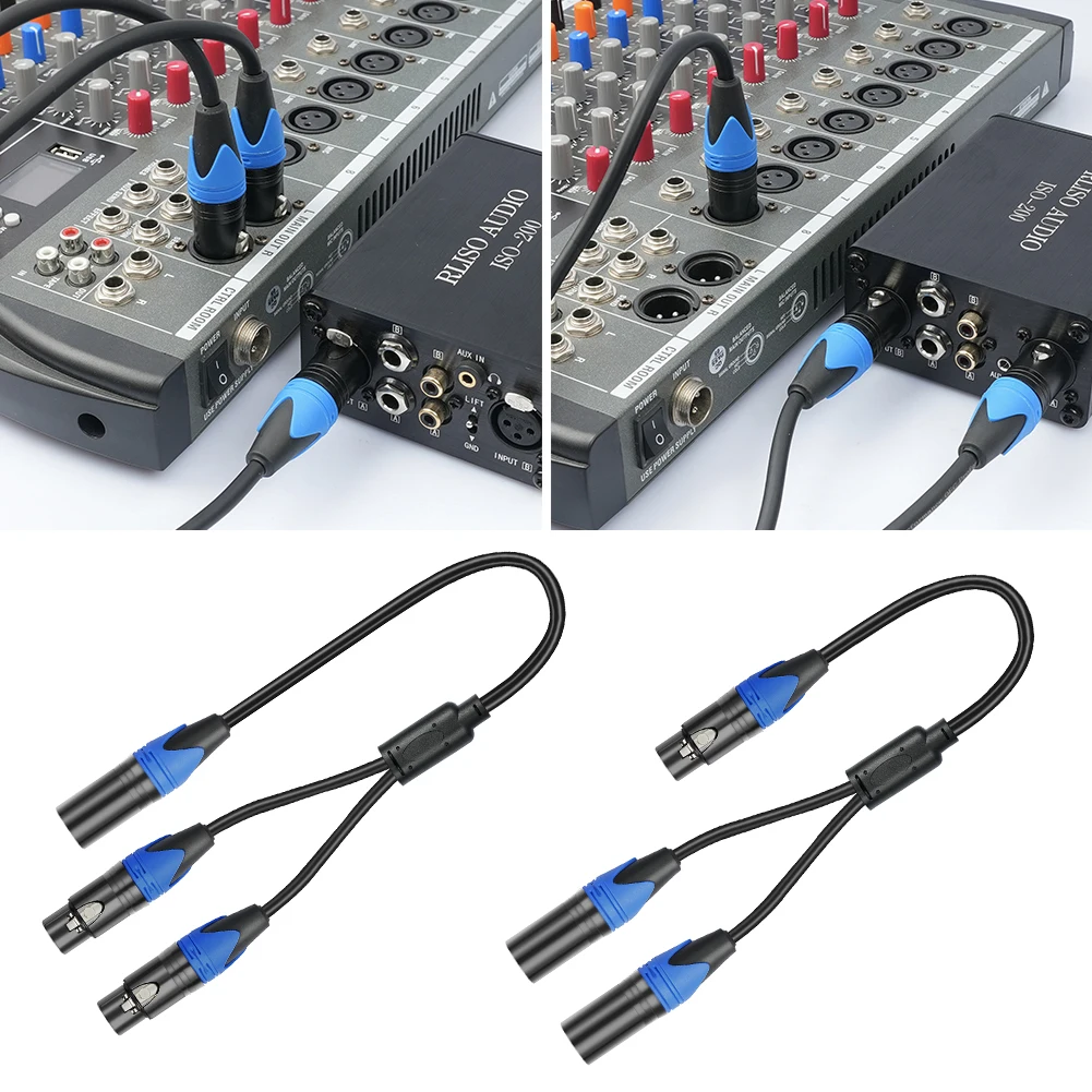 50cm 1 XLR Female To 2 XLR Male XLR Y Splitter Cable Female To 2 Male XLR Y Cable Audio Micphone Cable Adapter for Mixer