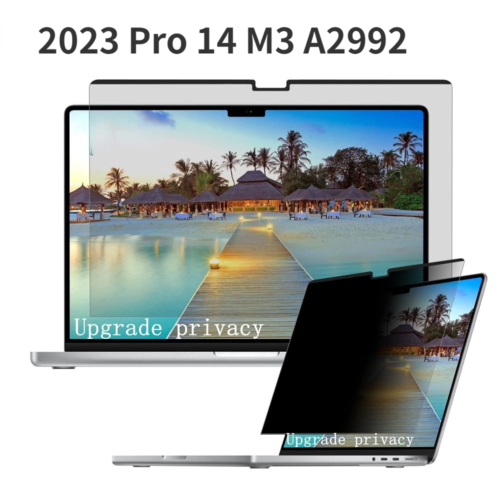 Film pelindung layar privasi, 2023 Pro 14 M3 A2992 magnetik Privasi Anti-spy Anti-peep untuk Macbook