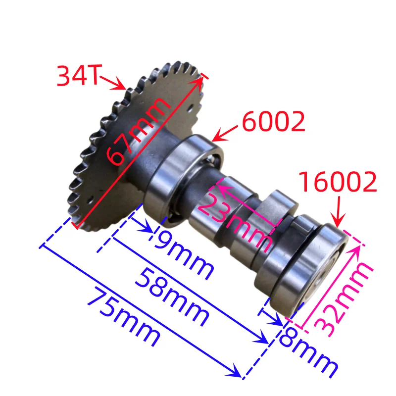 

Motorcycle Camshaft for Kymco Baotain Jonway Haojin Italika GY6125 GY6150cc DS125 Scooter Engine Parts of Timing Gear Cam Shaft