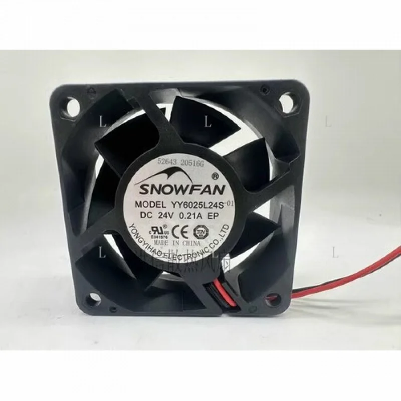 

L 1 шт. для вентилятора SNOWFAN YY6025L24S DC24V 0,21A 6025 6 см 2 провода