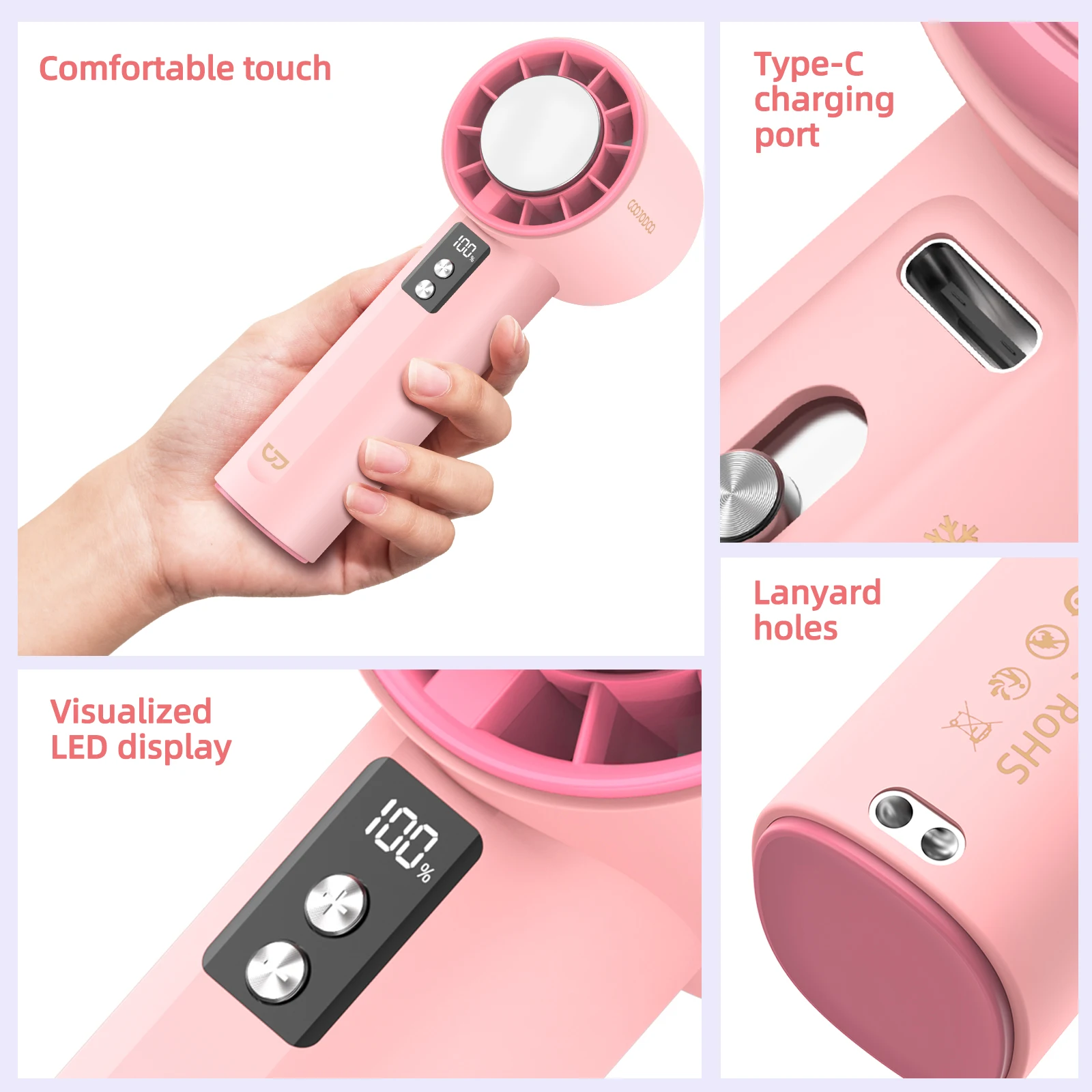Mini Fan 100 Gear Wind Speed Electric Fan Digital Display Adjustable Turbo Portable Outdoor Handheld of Cold Compressed Sheets