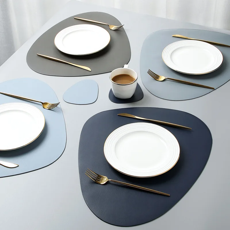 Mantel Individual de cuero triangular, manteles para mesa de comedor y cocina, almohadilla para carne, almohadillas antideslizantes, decoración del hogar para Hotel nórdico Ins