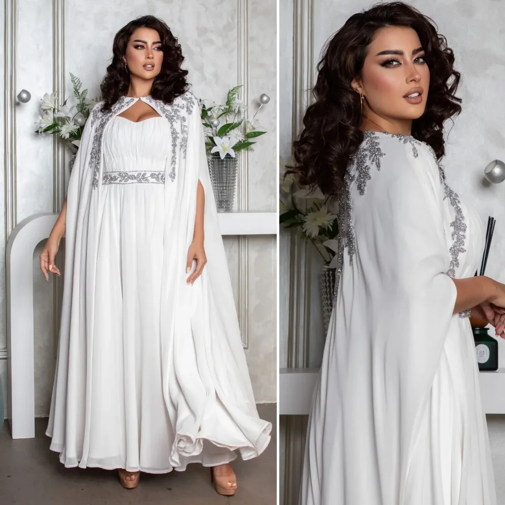 Customized    Saudi Arabia Satin Beading Christmas A-line O-Neck Bespoke Occasion Gown Midi es  