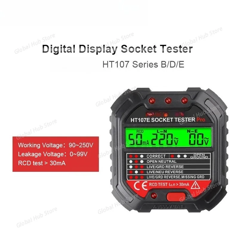 

HT107E & HT107D & HT107B Socket Tester Detection Line Plug Phase Electroscope