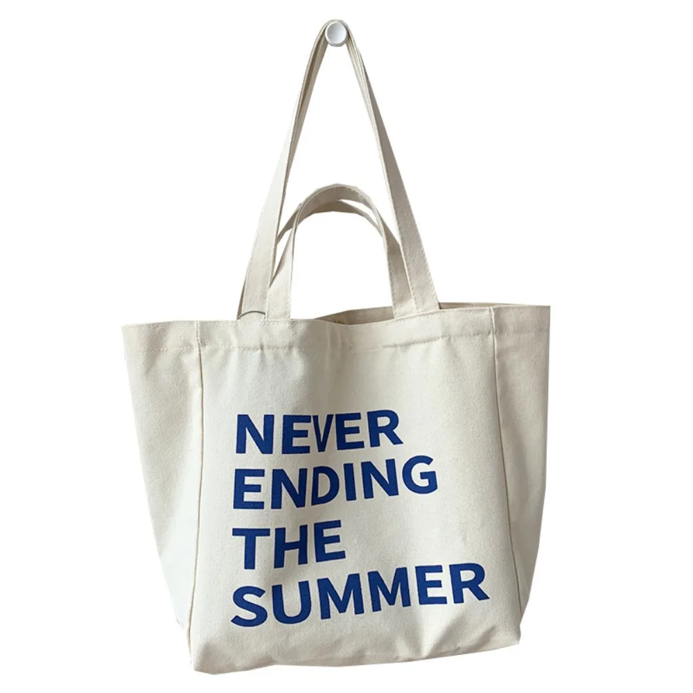 

Large Capacity Letter Print Tote Bag Soft Lightweigh Literary Canvas Shoulder Bag Commuting Casual Woman Shoulder Bag Work
