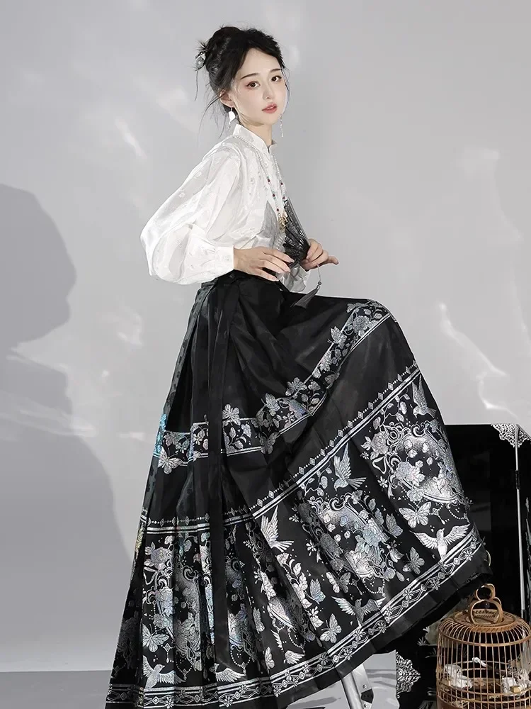 

Man Original Ming Hanfu Women's National Style New Chinese Mother-of-pearl Horse Face Skirt Daily Suit 2024 New Spring