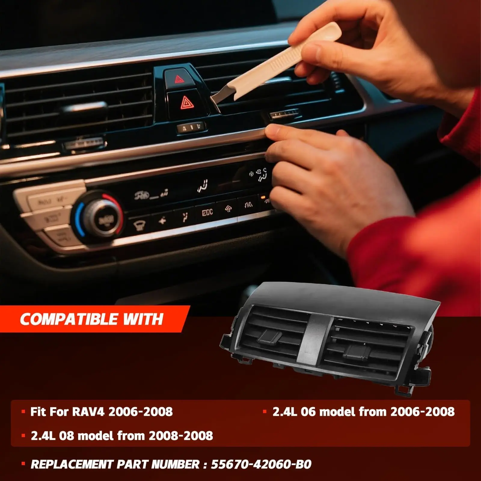 A/C Vent Grille Dashboard Louver For Toyota RAV4 2006 2007 2008 2009 2010 2011 2012 Center 55670-42060-B0 55670-0R010-B0