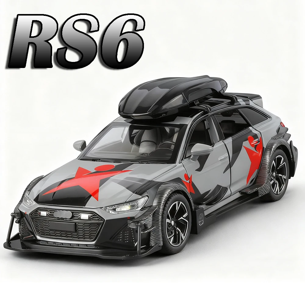 1:32 RS6 Panamera Modello Toy Auto da corsa Pressofuso in lega Supercar in miniatura Porte aperte Tirare indietro Suono Luce Regali di Natale