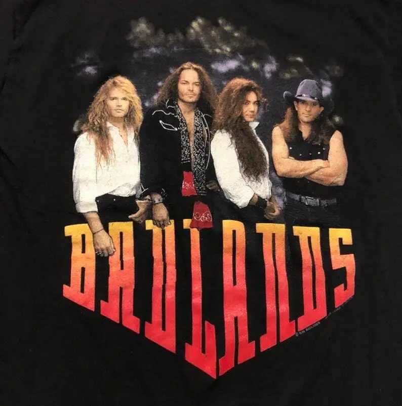 Vintage Badlands Band Tee Shirt 1980s Short Sleeve Black All Size Unisex AC073