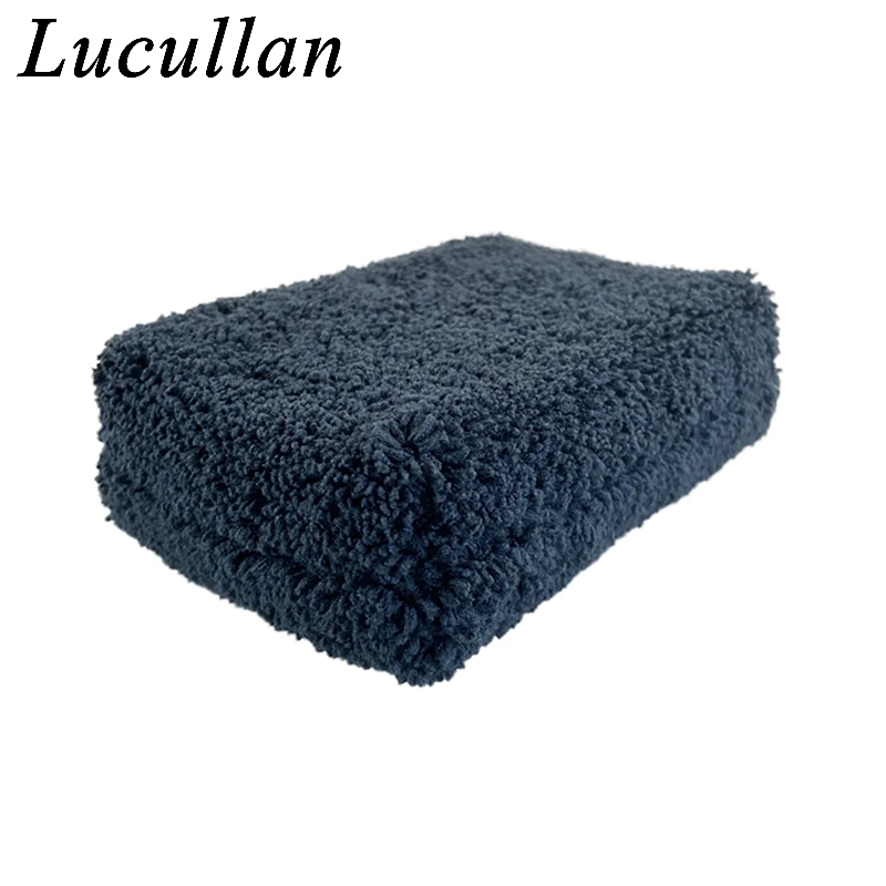 Lucullan Premium Grade Cobra Long Fiber Plush Wax Glazes Rectangle Foam Pad Microfiber Detailing Applicator Sponge