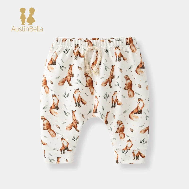 Newborn Cute Fox printed Pants Baby Toddler Long Soft Trousers Casual Solid Bottoms for Boys Girls Spring Autumn Infants Clothes