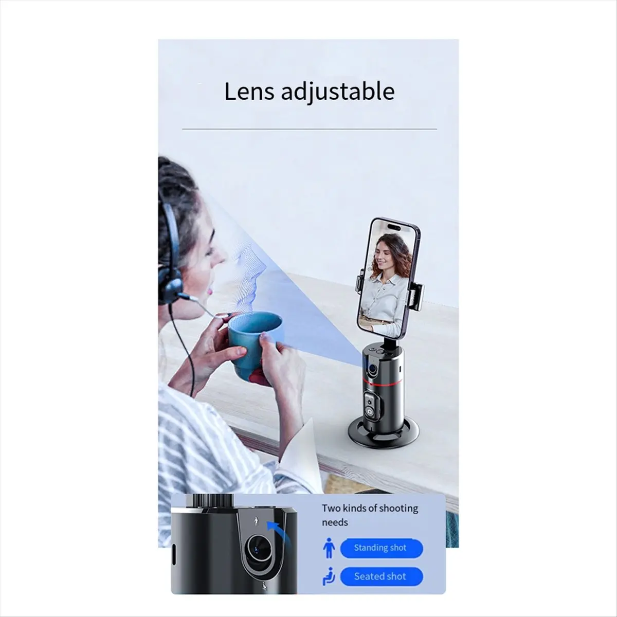 

RISE- P02 360 ° Настольный стабилизатор-стедикам с ИИ-автоматическим отслеживанием и пультом ДУ для смартфона