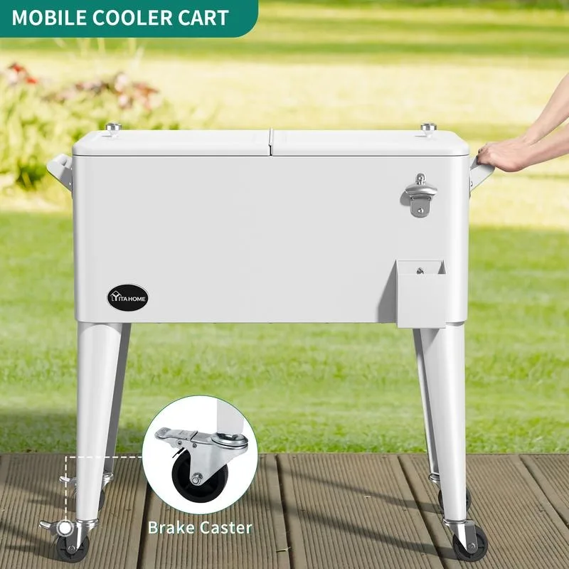 YITAHOME-Cooler carrinho com abridor de garrafas, drenagem, portátil pátio refrigerador sobre rodas, carrinho de bebidas ao ar livre, Ice Chest Cart