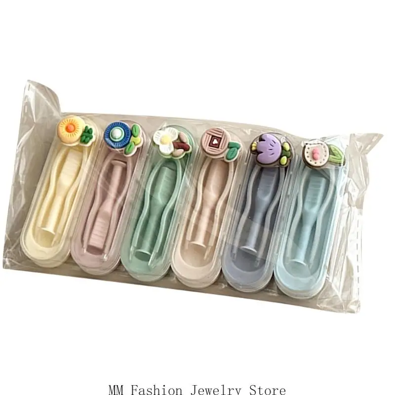 D0UB مجموعة أدوات عدسات لاصقة ملونة من السيليكون مكونة من 6 قطع مع مجموعة أدوات إزالة المكياج #4