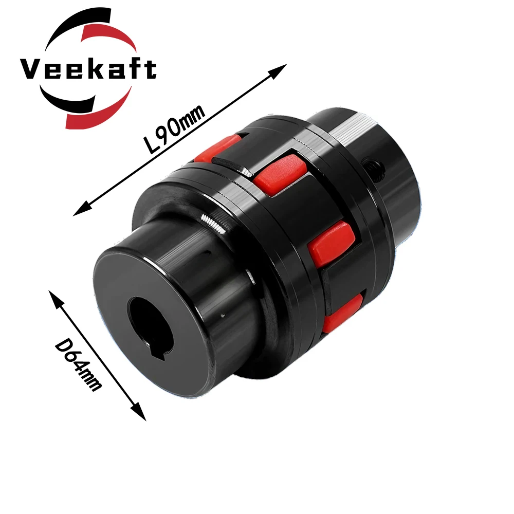 

Veekaft 1PC XL3 D64L90 12/14/20/24/26/28/30/38mm GR28 CNC Motor Ballscrew Jaw Spider Plum Steel Shaft Coupler Flexible Couplin