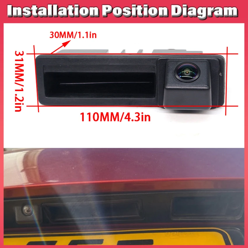 CCD HD Fisheye Rear View Camera For Audi Q7 4L 2005~2013 2014 2015 Car Backup Trunk Handle Reverse Parking Monitor Night Vison