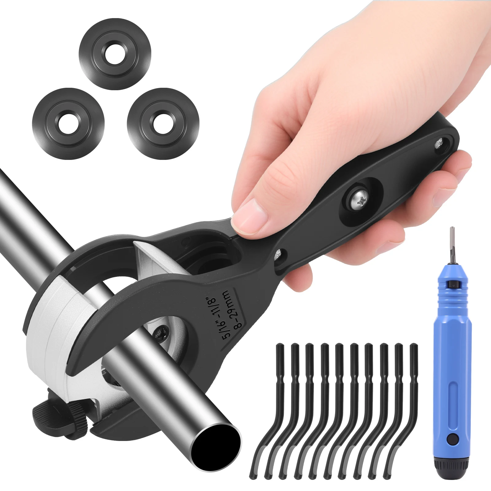 

Ratchet Tube Pipe Cutter for 8-29 mm Metal Stainless Steel Copper Aluminium Ratchet Pipe Cutter with 3 Replacement Cutting Wheel