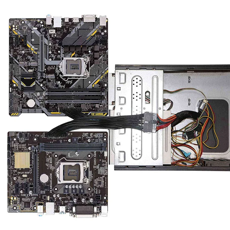 Fonte de alimentação dupla ttkk 3x, cabo divisor de placa-mãe atx de 24 pinos, 24 pinos (20 + 4) para cabo de extensão de placa-mãe atx