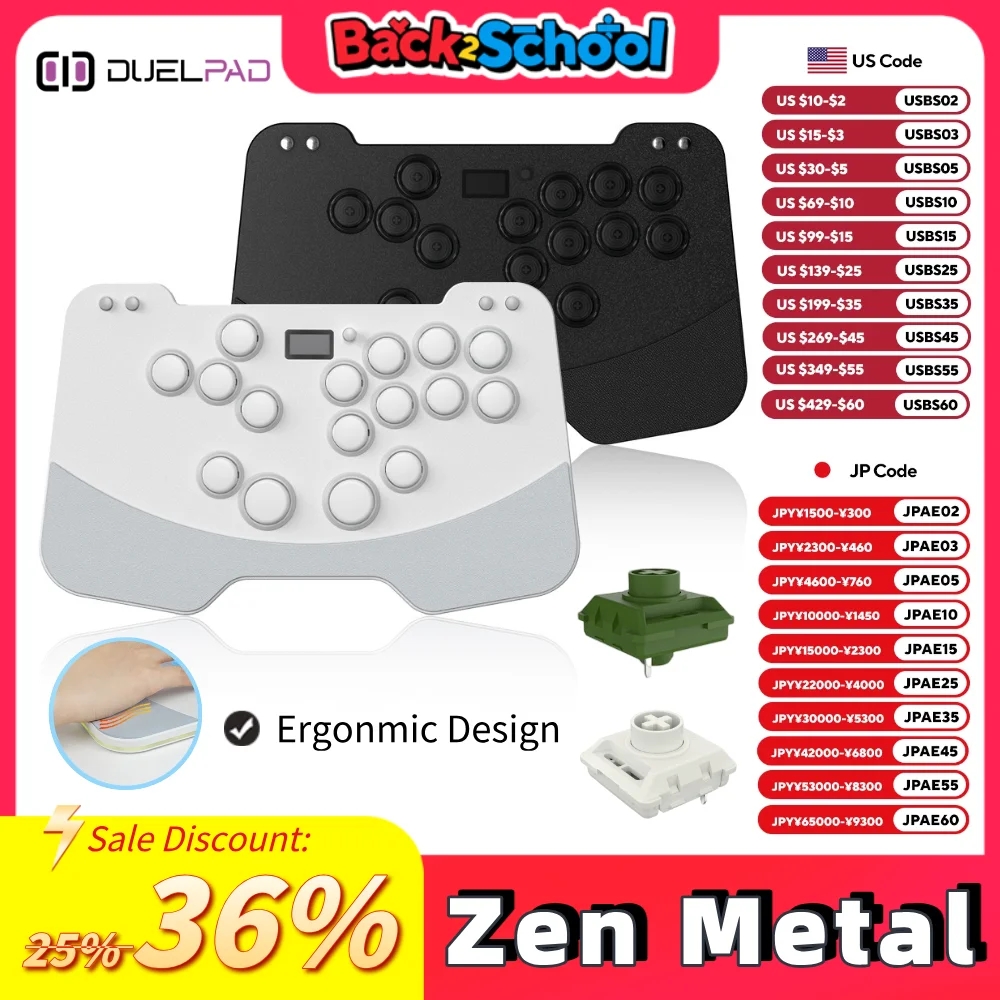 

Duelpad Zen Metal Game keyboard controller Ergonomic Leverless Ergo-split All-button/Stickless Arcade Controller For PC/NS/PS4