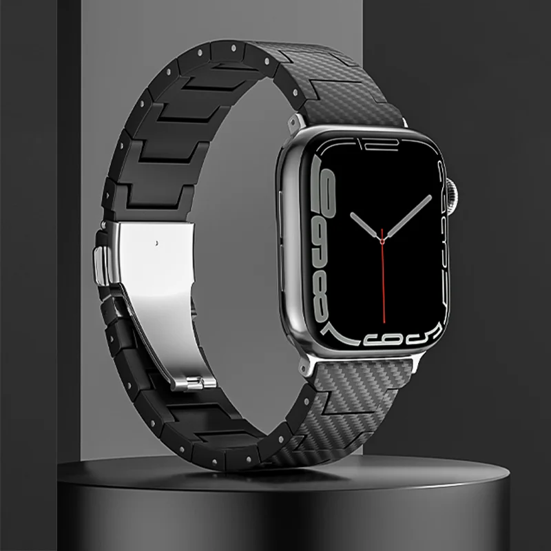 Carbon Fiber Strap For Apple Watch Band 44mm 40mm 45mm 41mm 49mm 42mm Wristband Link Bracelet iWatch Series 6 SE 9 7 8 ultra 2