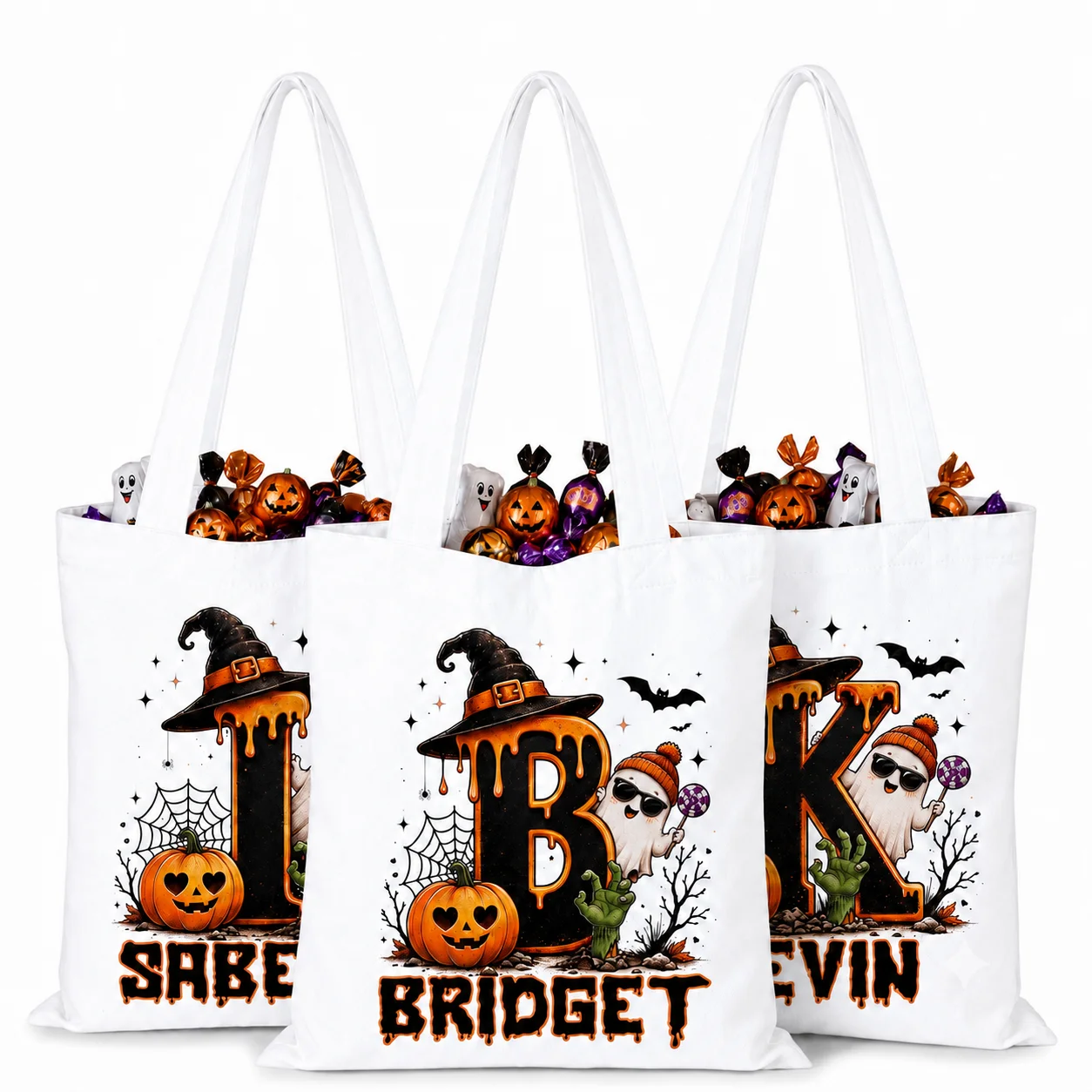 Personalized Personalized Halloween Tote Bag Custom Name Canvas Bag Printed Shopping Bag Reusable Cotton Tote Bag Trick or Treat Gift Bag - Aliexpress Deal