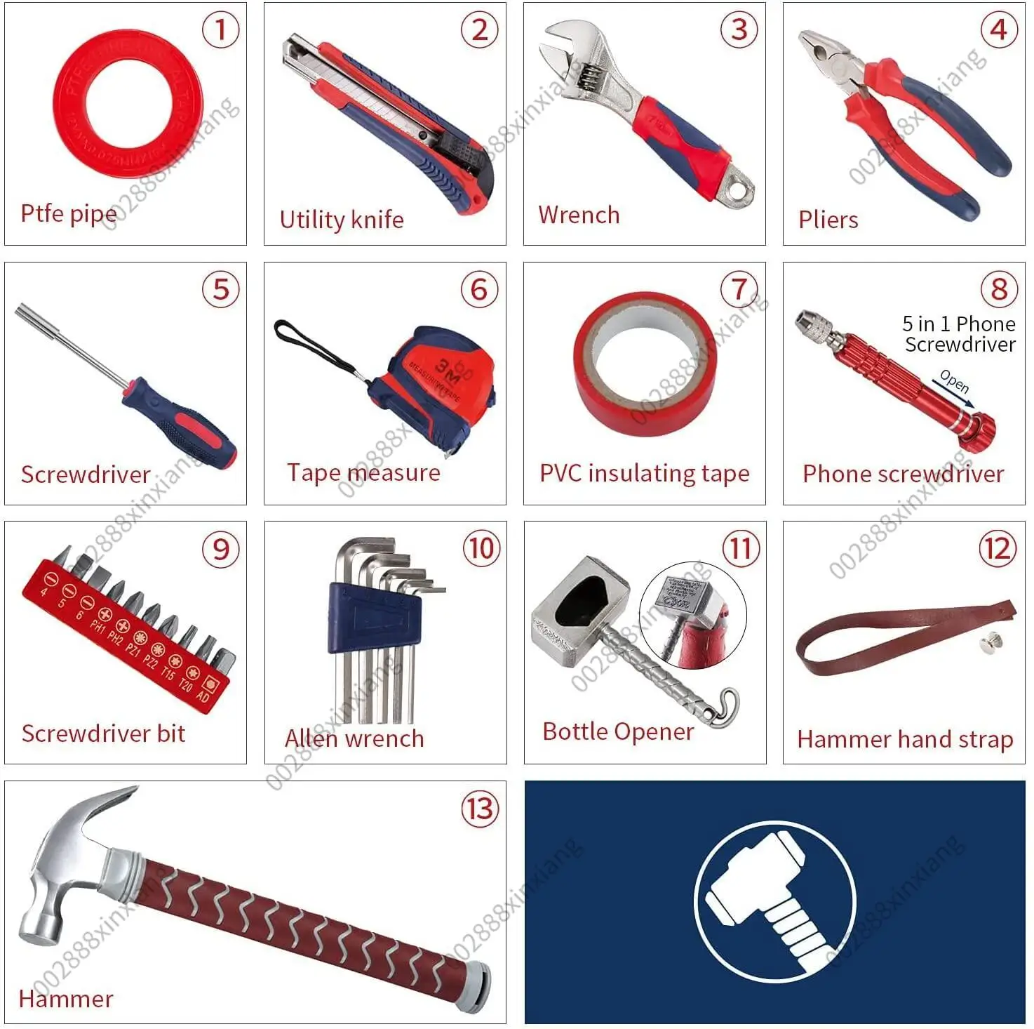 For Marvel Thor's Hammer Mjolnir Tool Box, Multi-Function Hardware Kit, Decorative Lucky Ornament for Home Garage