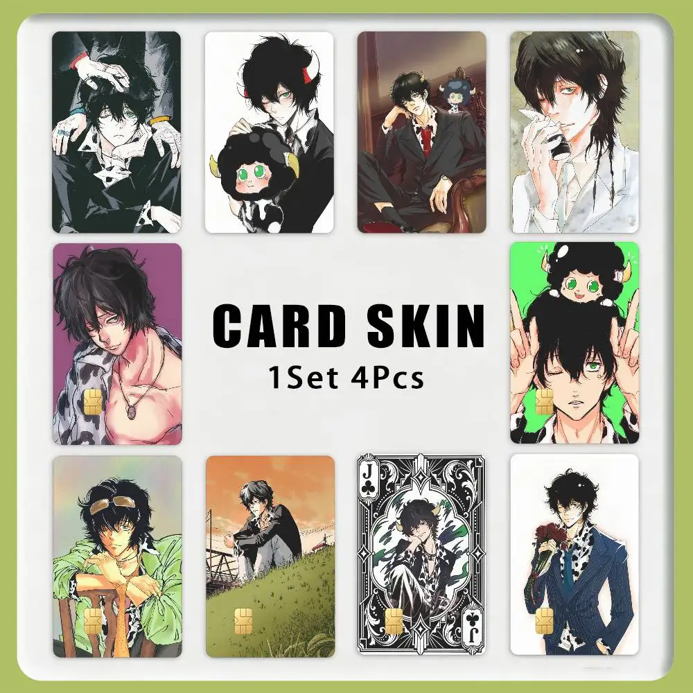 H-HITMAN R-REBORN L-Lambo Anime 1Set 4Pcs Waterproof Card Skin Stickers for Credit Bus IC Cards