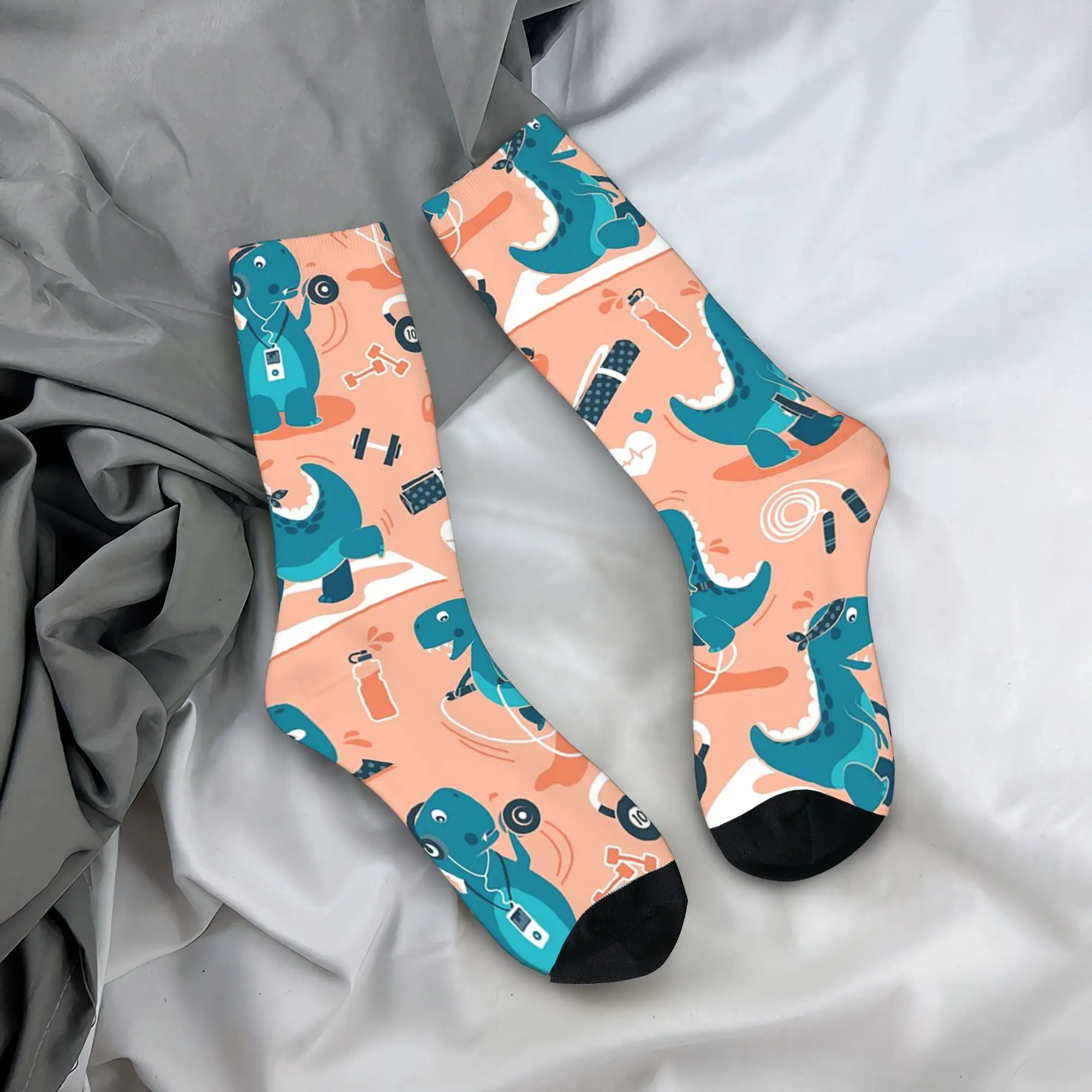 

Носки на все сезоны с изображением динозавра Ти-Рекса, фитнес-носки в стиле Харадзюку, длинные носки в стиле хип-хоп, аксессуары для мужчин и женщин, рождественские подарки