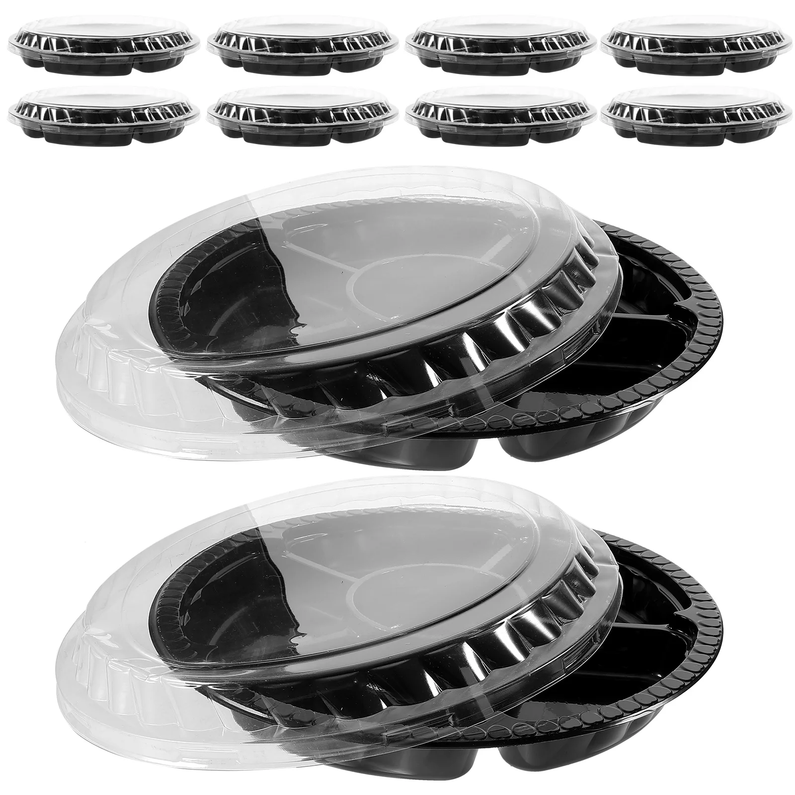 

10pcs Disposable Fruit Cut Boxes Party Serving Trays Lids Snack Plates Versatile Outdoor Use Food Grade PET Material Safe
