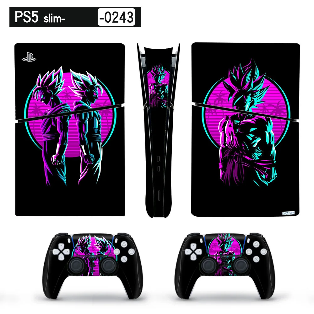 Dragon Ball PS5 Slim Skin Stickers for Playstation 5 Slim Disc CD Console Controllers Anti-Scratch Vinyl Sticker Decal Cover