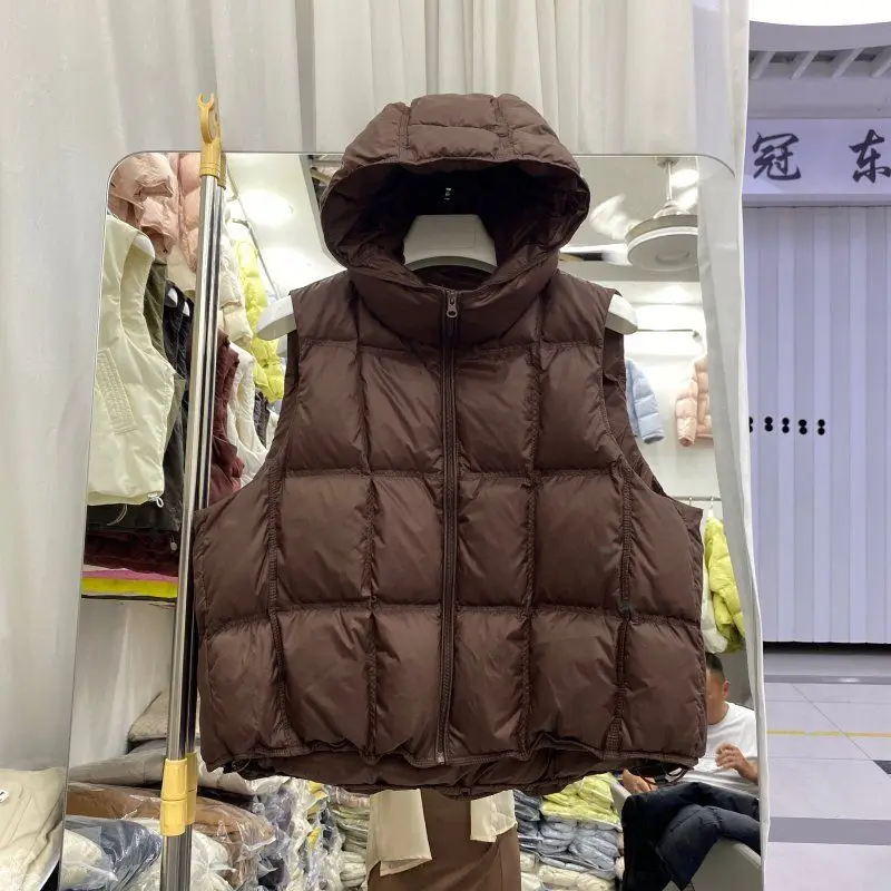 

2025 Autumn and Winter New Women's Down Hooded Vest Loose Short Vest