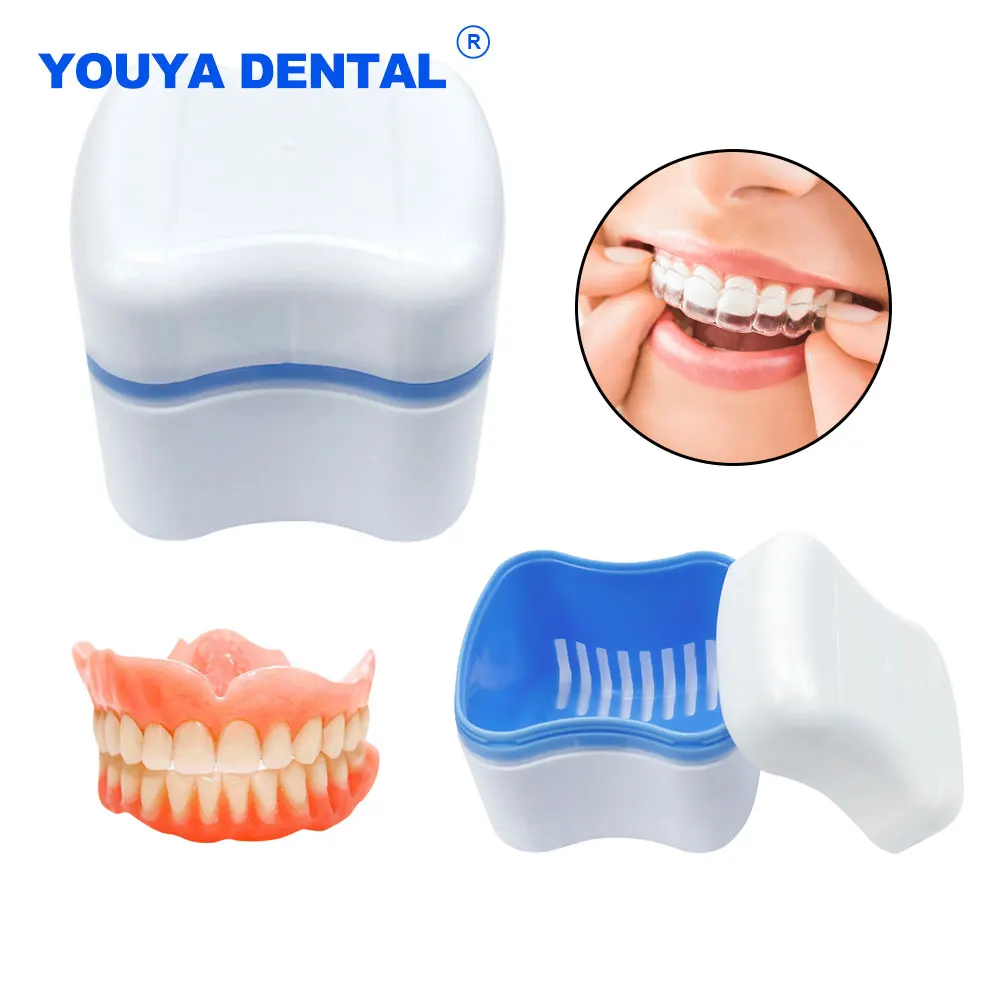 

Denture Brace Container Tray Box Bathroom Orthodontic Case Mouthguard Cleaning Retainer False Tooth Holder Storage Organizer