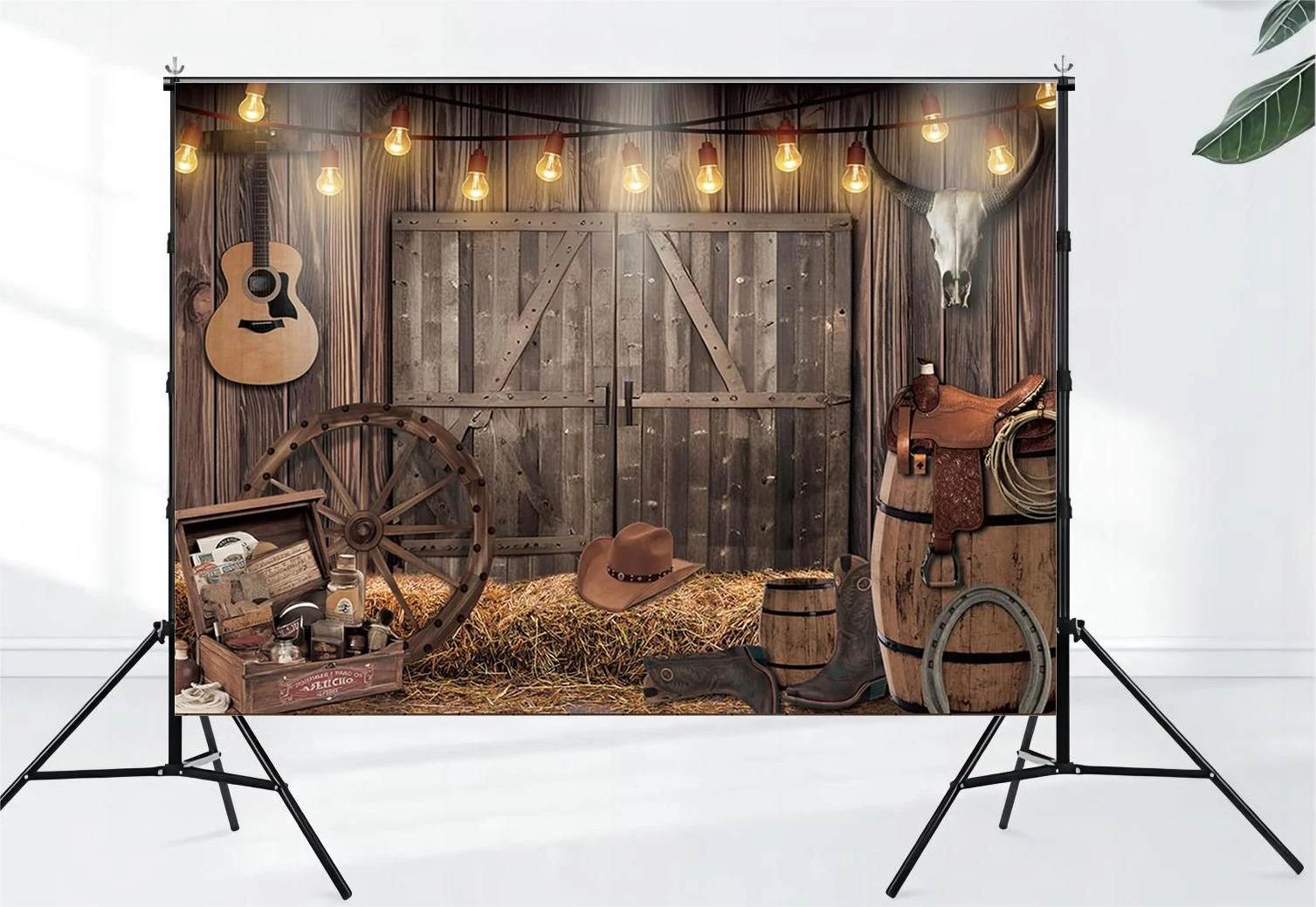 Western Cowboy Background Party Decoration Wild Western Competitive Decoration Rural House Granary Photography Props Background