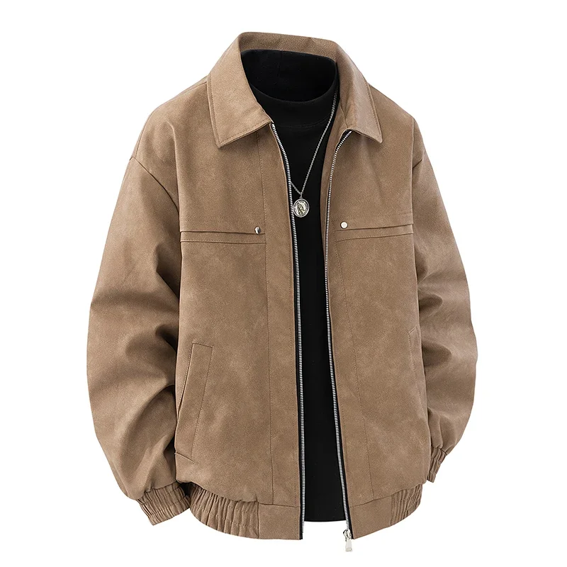 

Men Bomber Pilot Retro Loose Pu Short Coat New Motorcycle Leather Jacket Comfortable Fabric Casual Streetwear Trend Outwear