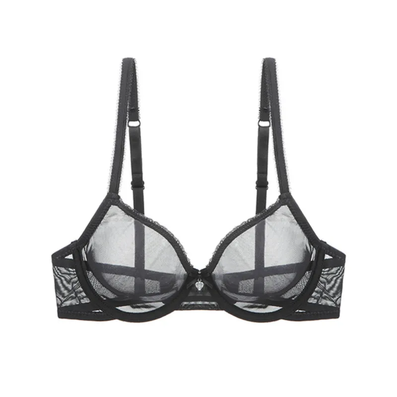 Varsbaby Damen-BH aus Netzstoff, durchsichtig, Bügel, ungefüttert, transparenter Büstenhalter, sexy, ultradünne Garnunterwäsche, Übergröße, CDE-Cup-BHs