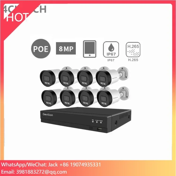 

Factory Sell 8MP 4CH 8CH Poe Surveillance Cameras Motion Detection Security Cctv Camera System