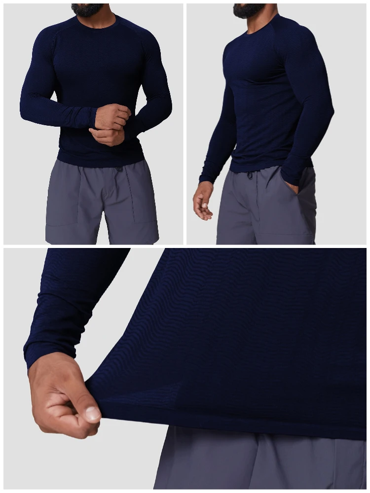 Langarm-Shirts für Herren Schnelltrocknend Feuchtigkeitsableitend UV-Sonnenschutz T-Shirts für Angeln Workout Athletik Fitness Oberteile – Detail 6