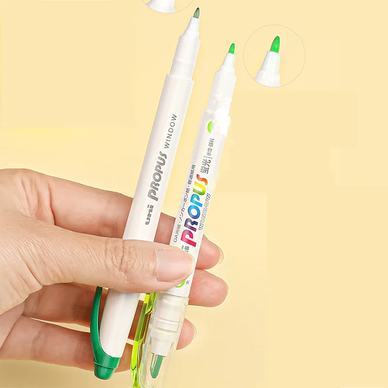 1pcs Uni Double Headed Highlighter PUS103T Transparent Japanese Marker Pen Student Learn Stationery Color Pen Visual Window image 2