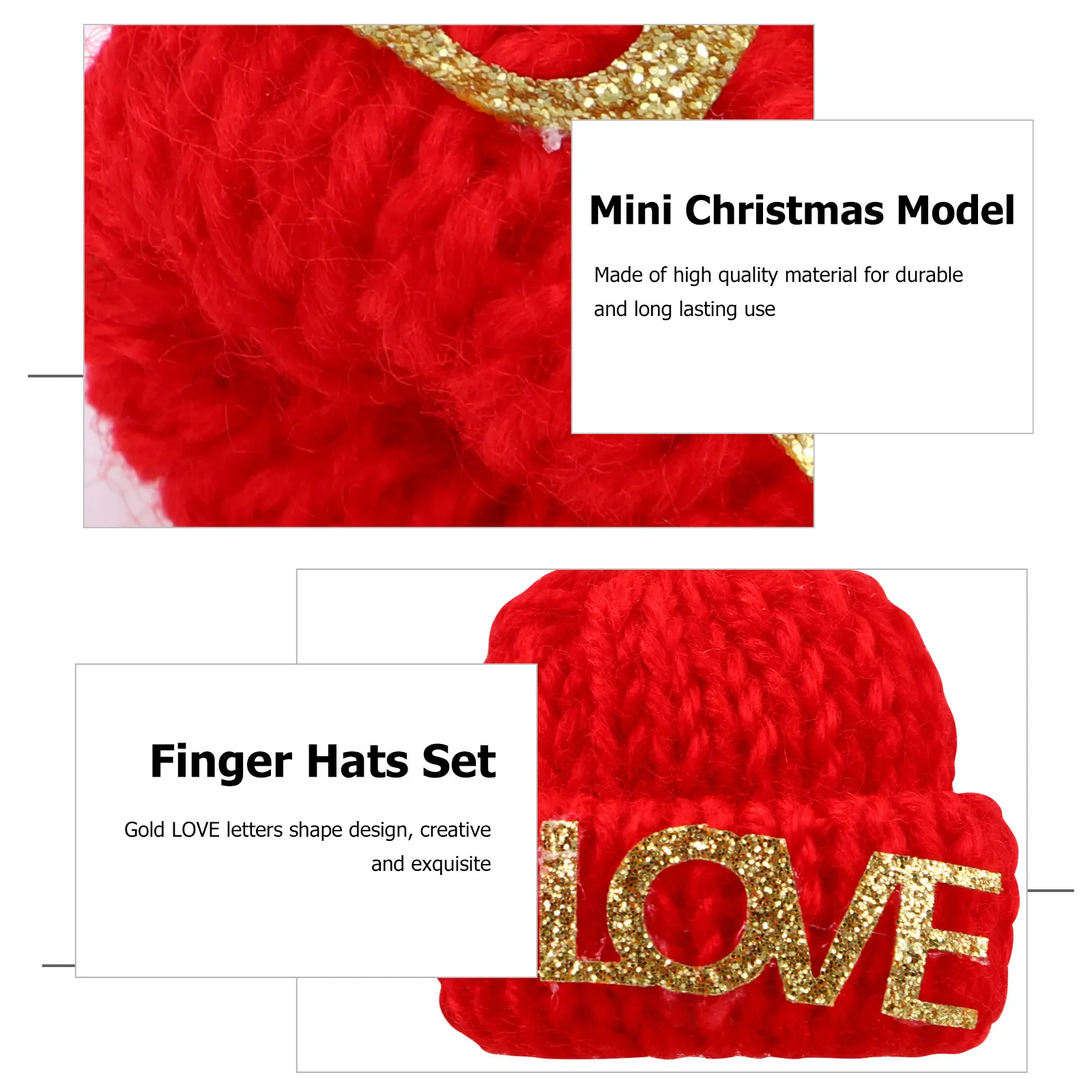 Juego de 10 Gorros Navideños Tejidos para Dedos con Diseño Creativo de Letras para el Aprendizaje Temprano de Niños e Interacción Padres-Hijos