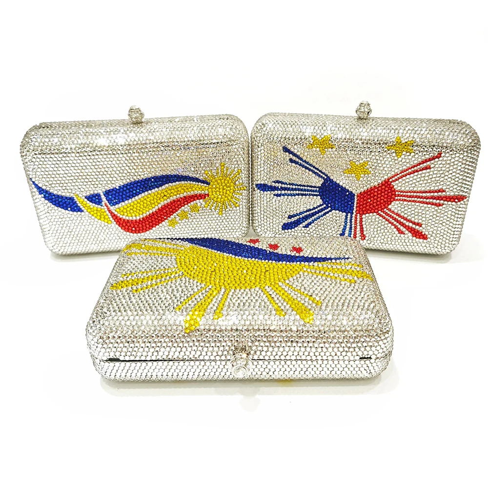 

New Crystal Evening Bag Bridal Wedding Rhinestones Clutches Bags Women Silver Dinner DiamondHandbags Party Minaudiere Clutch Bag