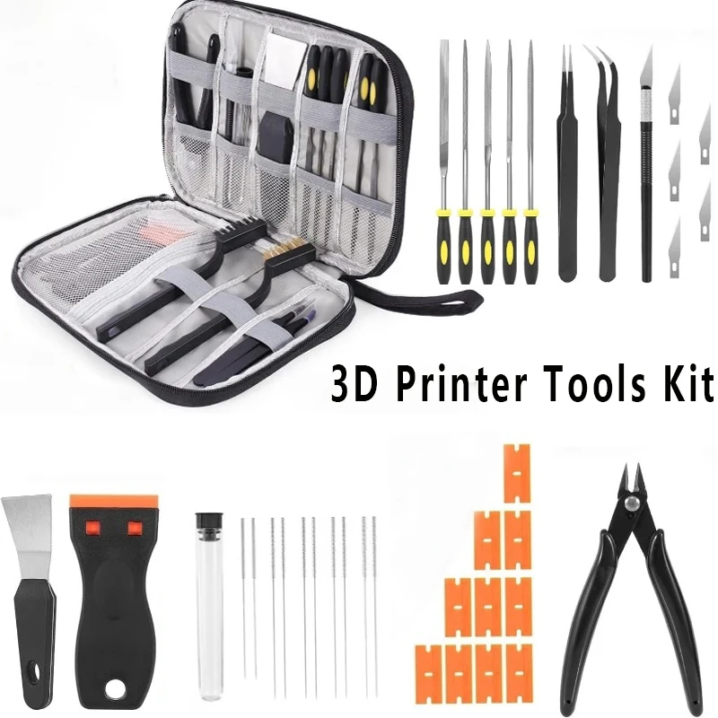 34pcs 3D Printer Tool Kit Wire Diagonal Pliers Trimming Knife Scraper Deburring Cutter Set Tweezers Pliers 3D Printer Part