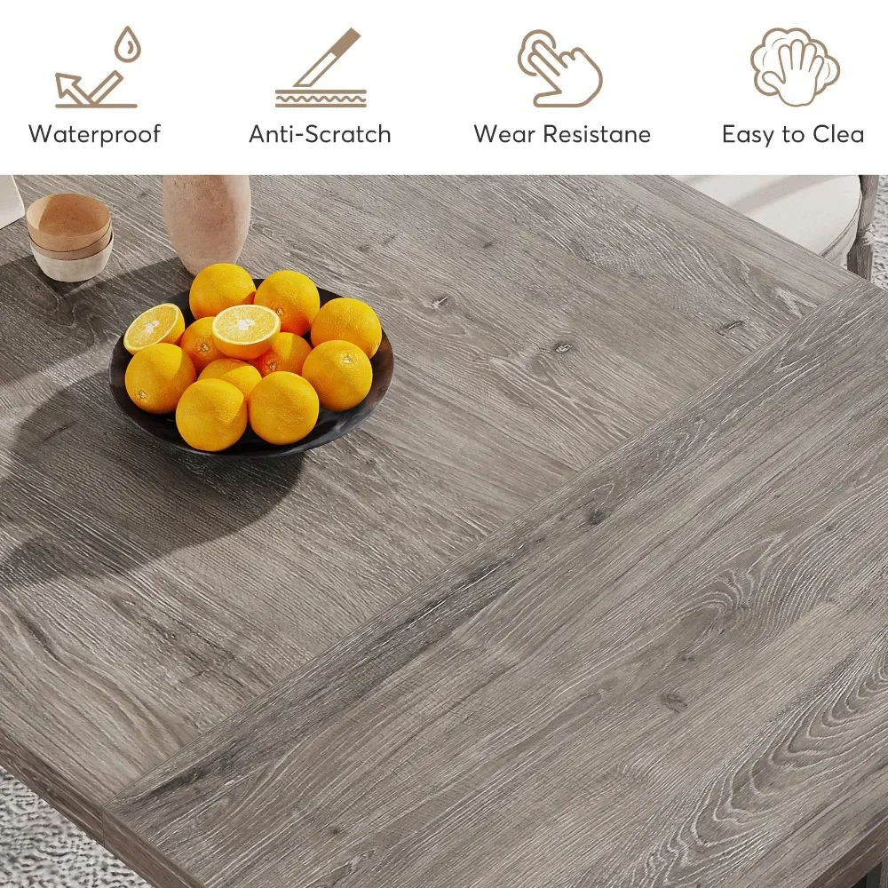 71" Large Dining Table for 6 to 8 People, Rustic Farmhouse Style Dinner Table, Rectangular Dining Table for Kitchen