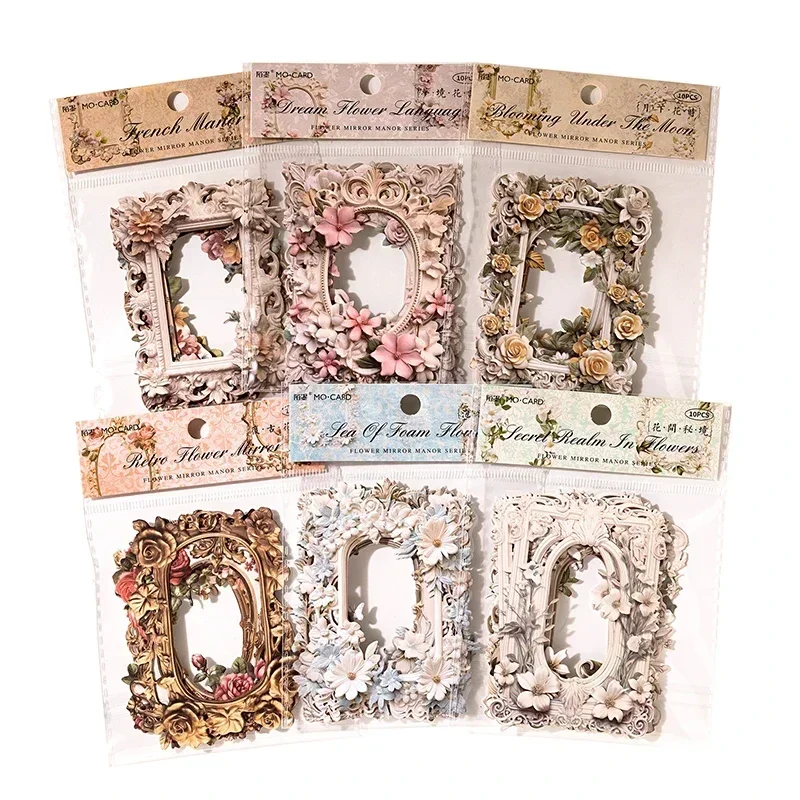 10pcs Collage Card Decor Junk DIY  Frame Cutout Journal Scrapbooking Aesthetic Flowers Stationery Craft Paper 135*103MM